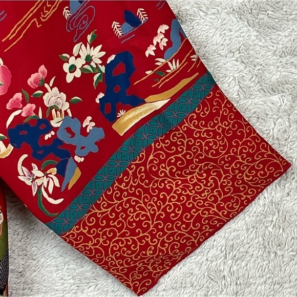 Josie Natori NVintage Red Japanese Print Top Asian Inspired Sz S - Picture 10 of 16